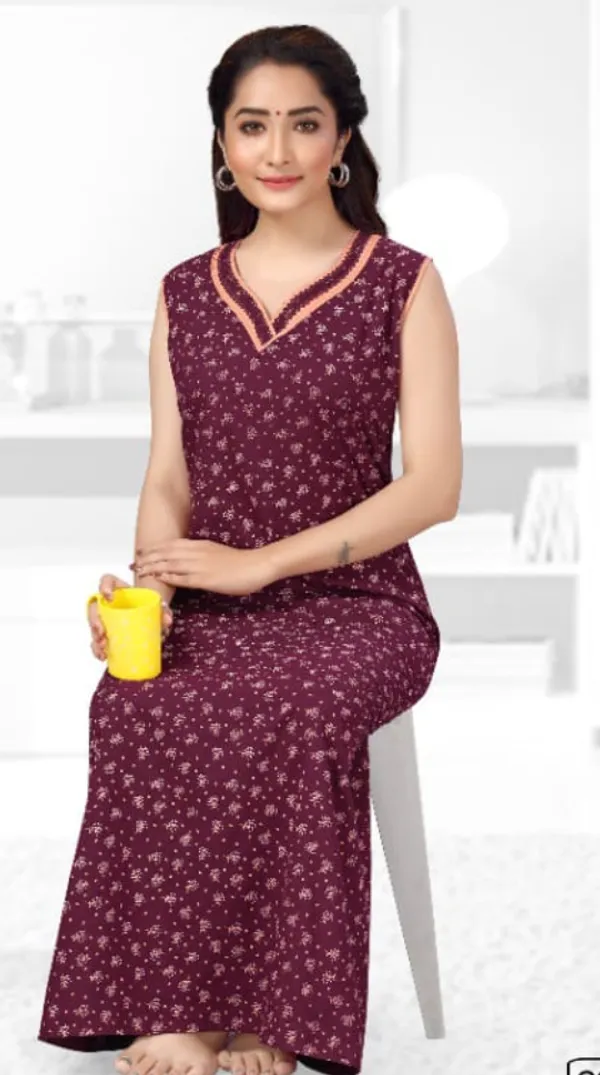 Maroon_Premium_Cotton_Nightdress_For_Women