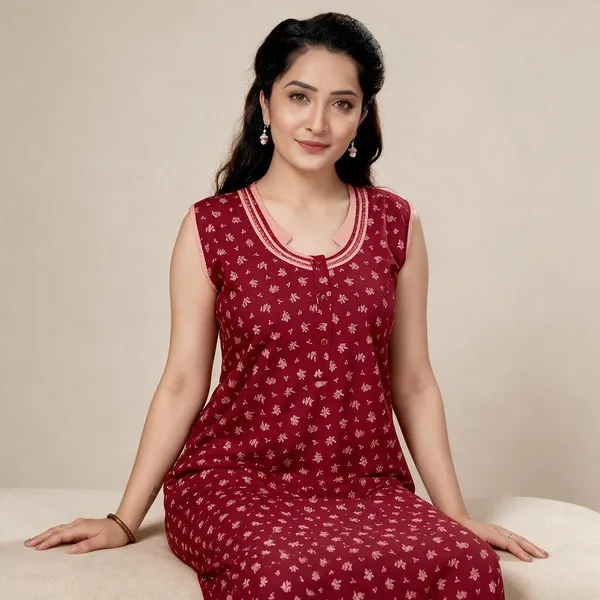 Red_Premium_Cotton_Nightdress_For_Women