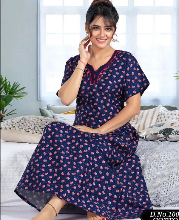 Navy_Blue_Premium_Cotton_Nightdress_For_Women