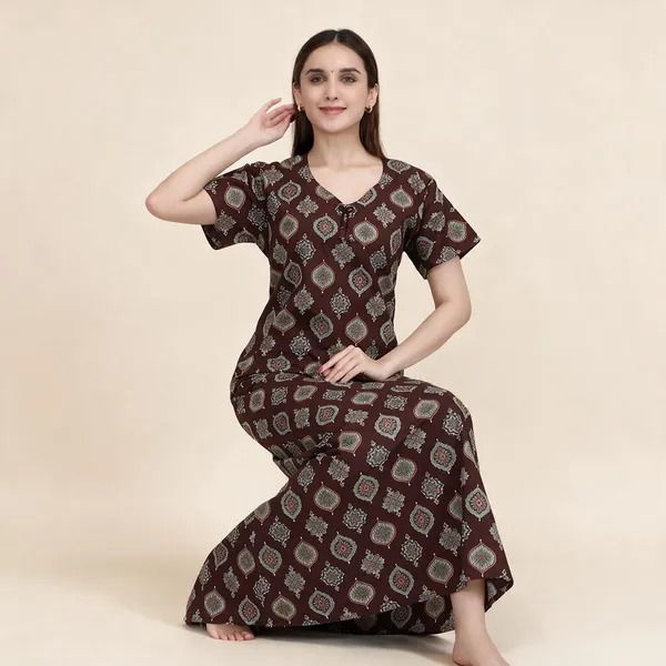 Maroon_Premium_Cotton_Nightdress_For_Women