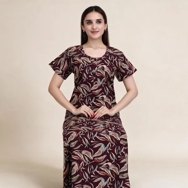 Maroon_Premium_Cotton_Nightdress_For_Women