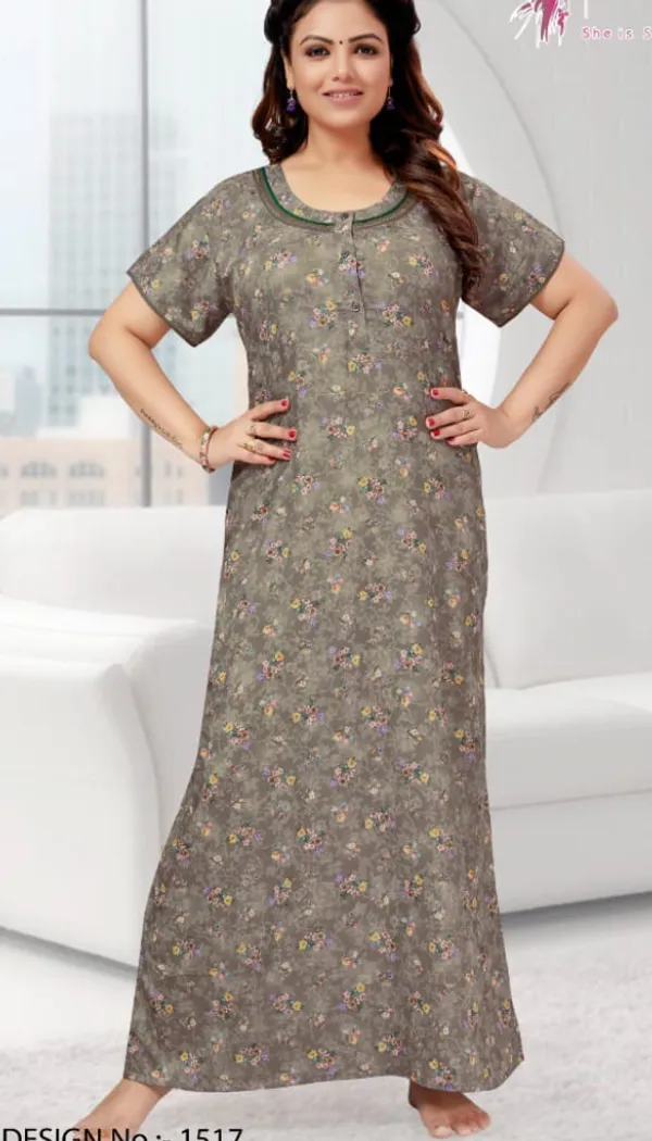 Grey_Premium_Polyester_And_Viscose_Nightdress_For_Women