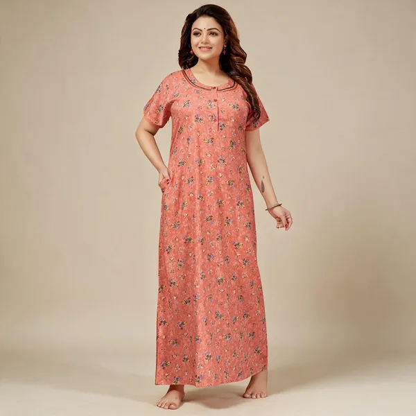 Orange_Premium_Polyester_And_Viscose_Nightdress_For_Women