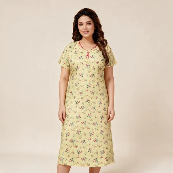 Yellow_Premium_Polyester_And_Viscose_Nightdress_For_Women