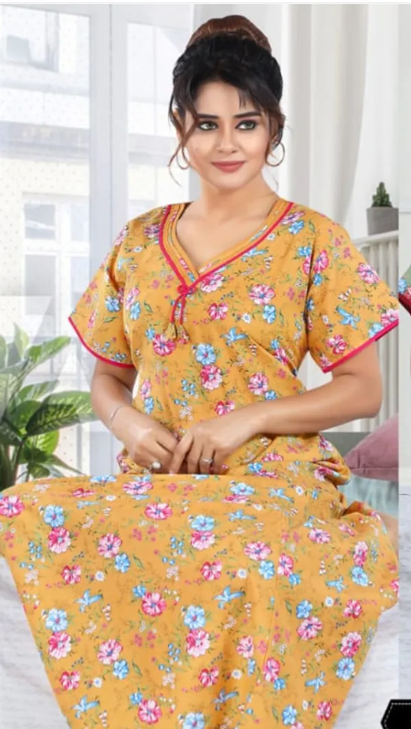Orange_Premium_Polyester_And_Viscose_Nightdress_For_Women