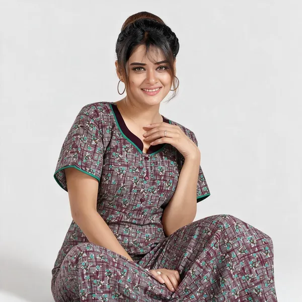 Grey_Premium_Polyester_And_Viscose_Nightdress_For_Women