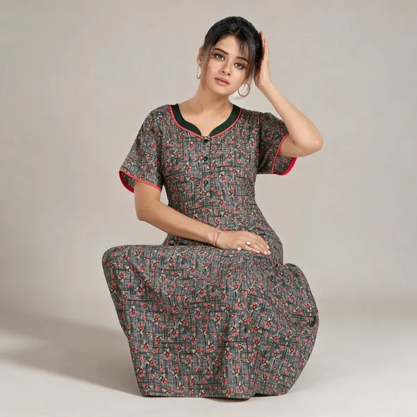 Black_Premium_Polyester_And_Viscose_Nightdress_For_Women