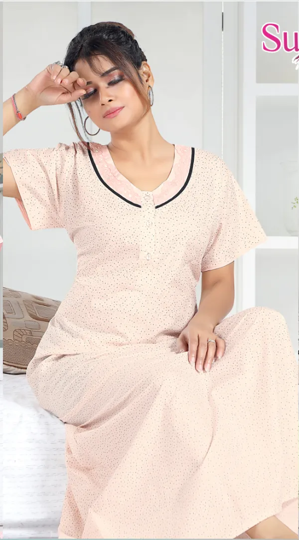 Beige_Premium_Cotton_Nightdress_For_Women