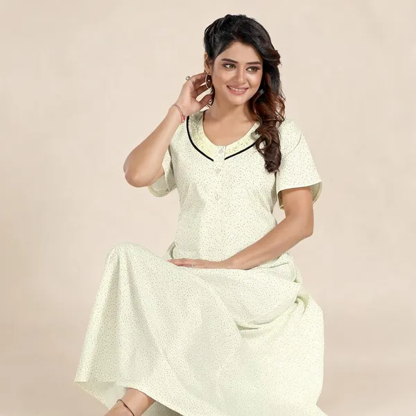 Cream_Premium_Cotton_Nightdress_For_Women