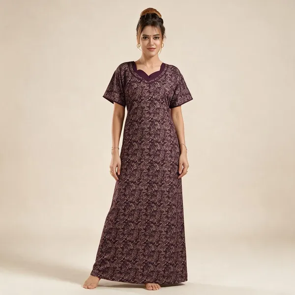 Maroon_Premium_Polyester_And_Viscose_Nightdress_For_Women