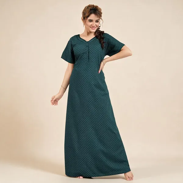 Teal_Premium_Polyester_And_Viscose_Nightdress_For_Women