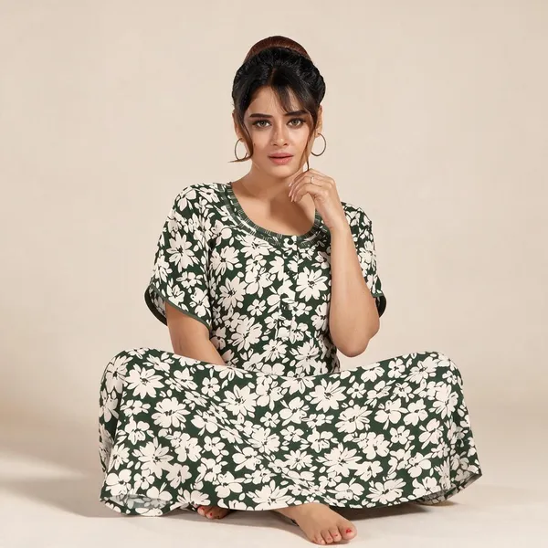 Green_Premium_Rayon_Nightdress_For_Women