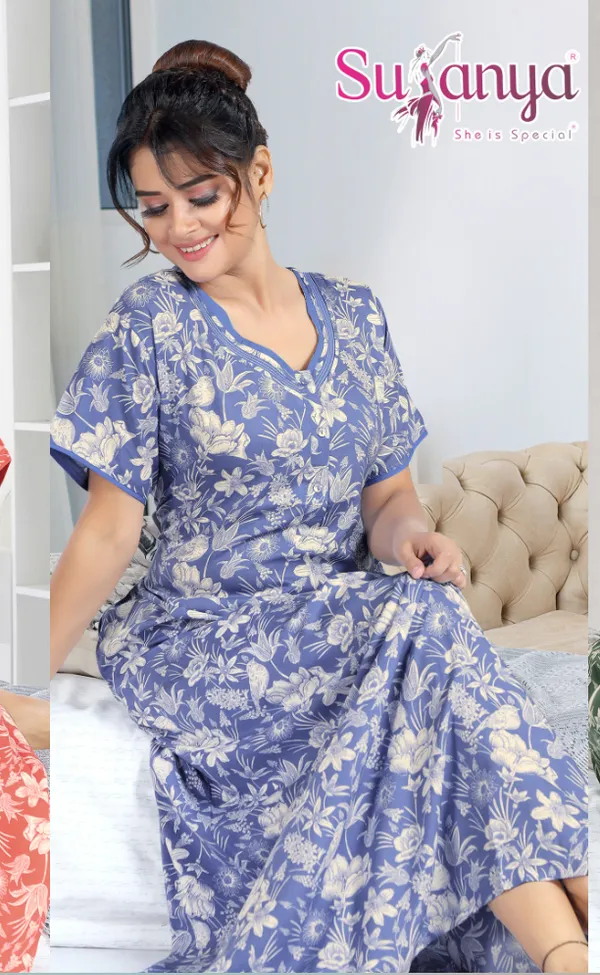 Blue_Premium_Rayon_Nightdress_For_Women
