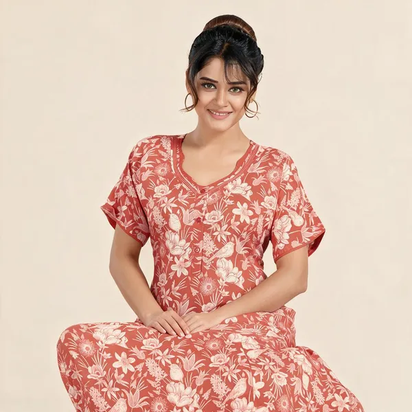 Orange_Premium_Rayon_Nightdress_For_Women