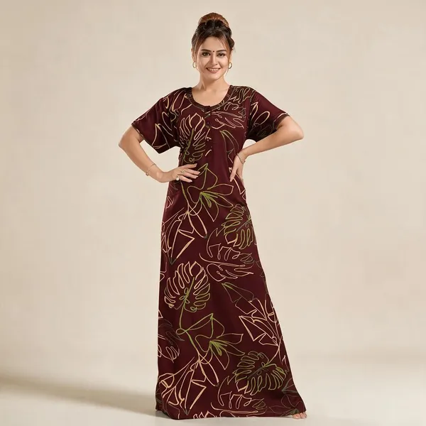 Maroon_Premium_Rayon_Nightdress_For_Women