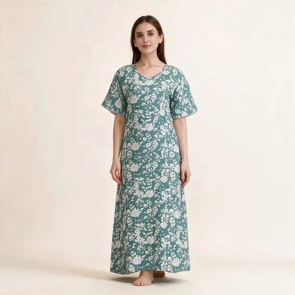 Teal_Premium_Rayon_Nightdress_For_Women