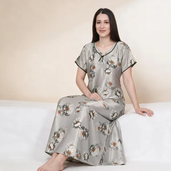 Grey_Premium_Satin_Nightdress_For_Women