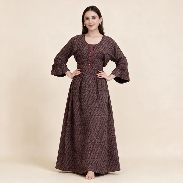 Maroon_Premium_Alpine_Cotton_Nightdress_For_Women