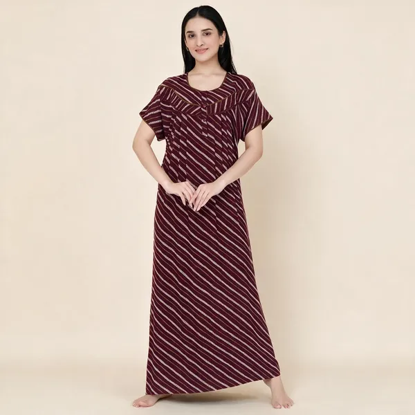 Maroon_Premium_Alpine_Cotton_Nightdress_For_Women