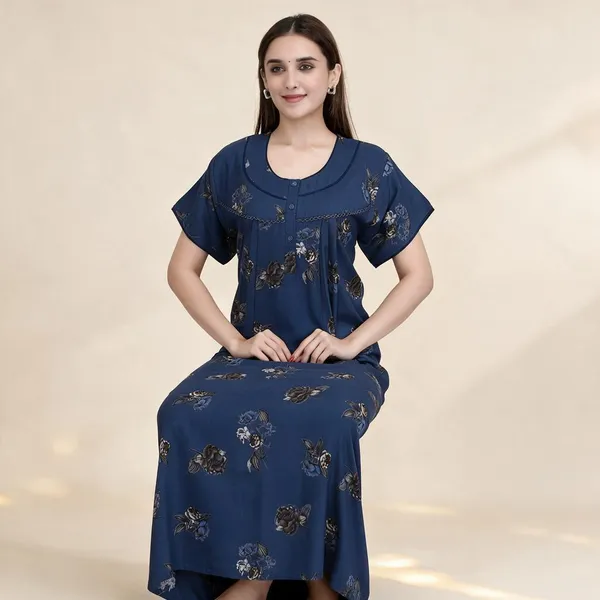 Navy_Blue_Premium_Alpine_Cotton_Nightdress_For_Women