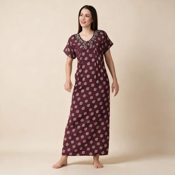 Maroon_Premium_Alpine_Cotton_Nightdress_For_Women