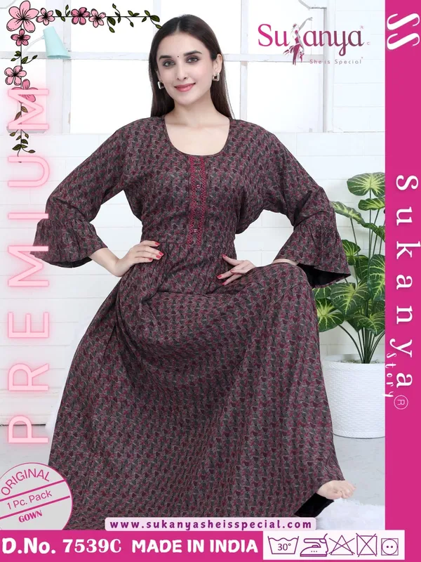 Maroon_Premium_Alpine_Cotton_Nightdress_For_Women