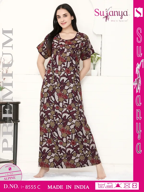 Brown_Premium_Alpine_Cotton_Nightdress_For_Women