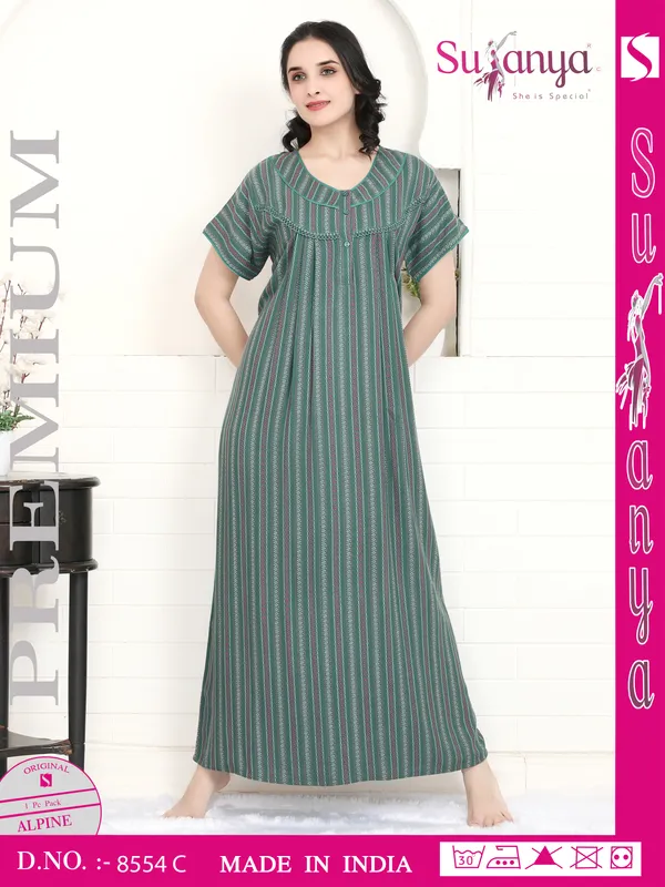 Green_Premium_Alpine_Cotton_Nightdress_For_Women