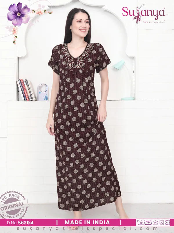 Brown_Premium_Alpine_Cotton_Nightdress_For_Women