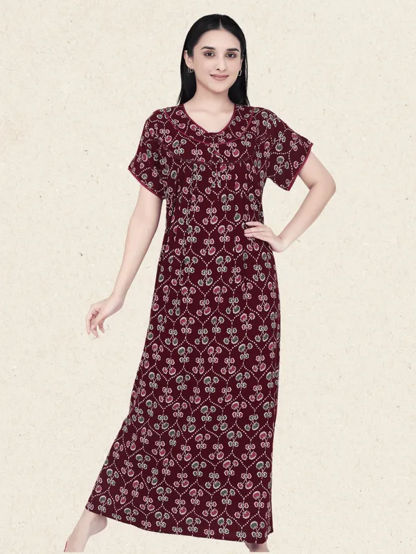 Maroon_Premium_Alpine_Cotton_Nightdress_For_Women