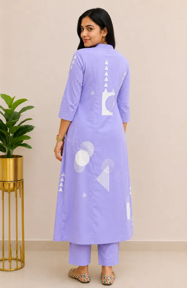 Lavender_Rayon_Straight_Geometric_Print_Kurta_Set_For_Women
