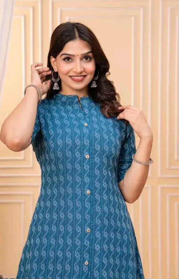Blue_Cotton_Straight_Printed_Kurta_Palazzo_Set_For_Women