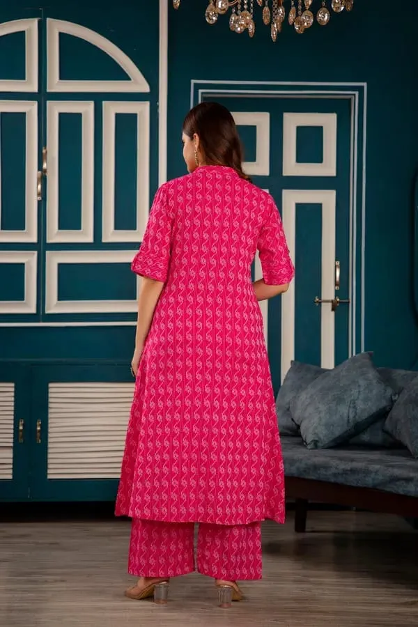 Dark_Pink_Cotton_Straight_Printed_Kurta_Pant_Set_For_Women