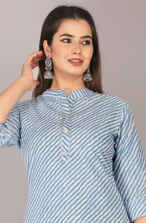 Blue_Cotton_Straight_Striped_Kurta_For_Women