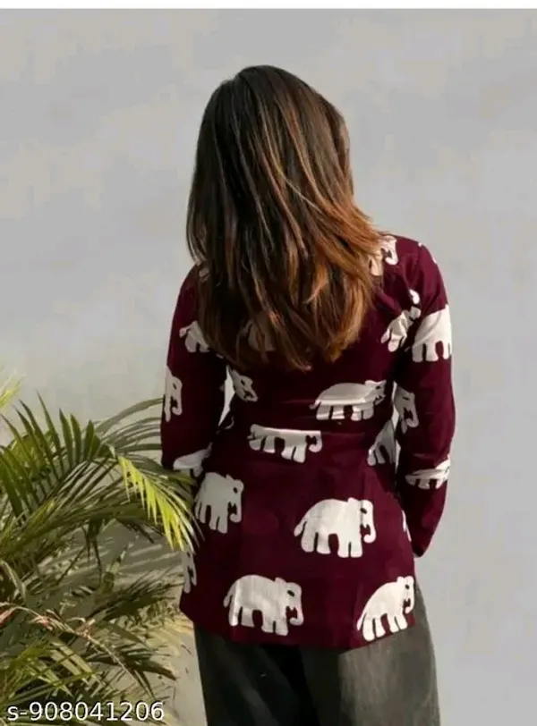 Maroon_Rayon_Longline_Elephant_Print_Top_For_Women