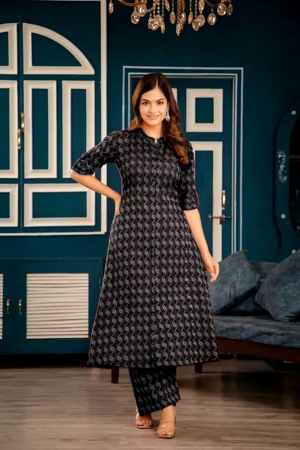 Black_Cotton_Straight_Geometric_Print_Kurta_Palazzo_Set_For_Women