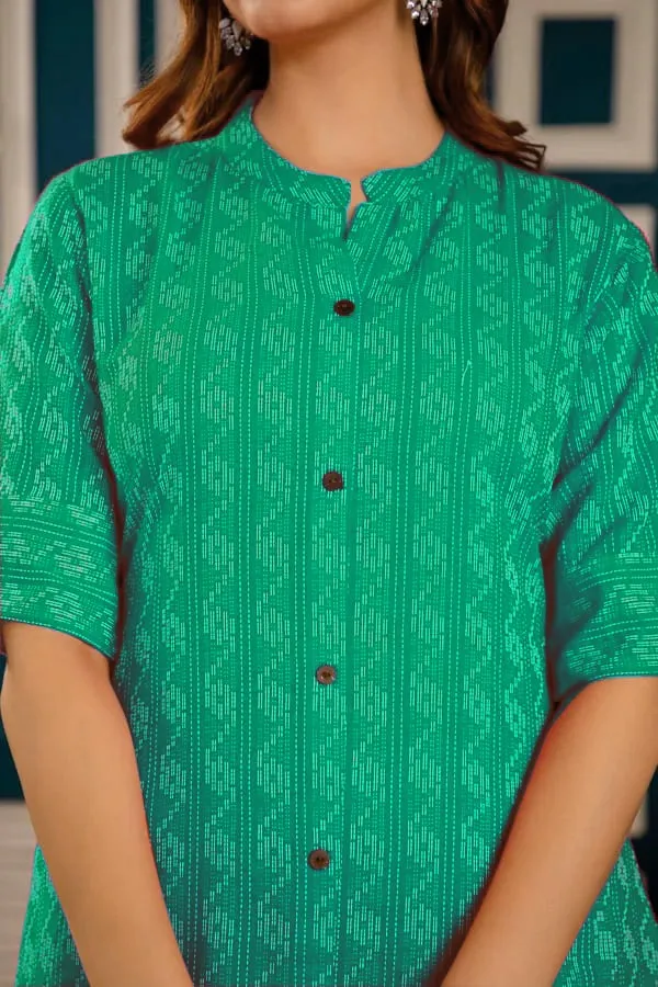 Green_Cotton_Straight_Geometric_Print_Kurta_Set_For_Women