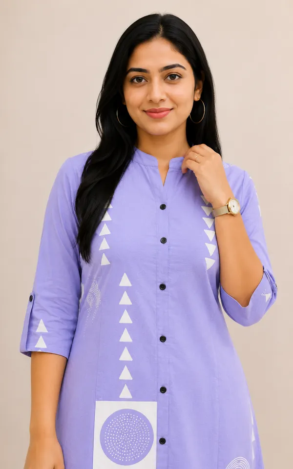 Lavender_Rayon_Straight_Geometric_Print_Kurta_Set_For_Women