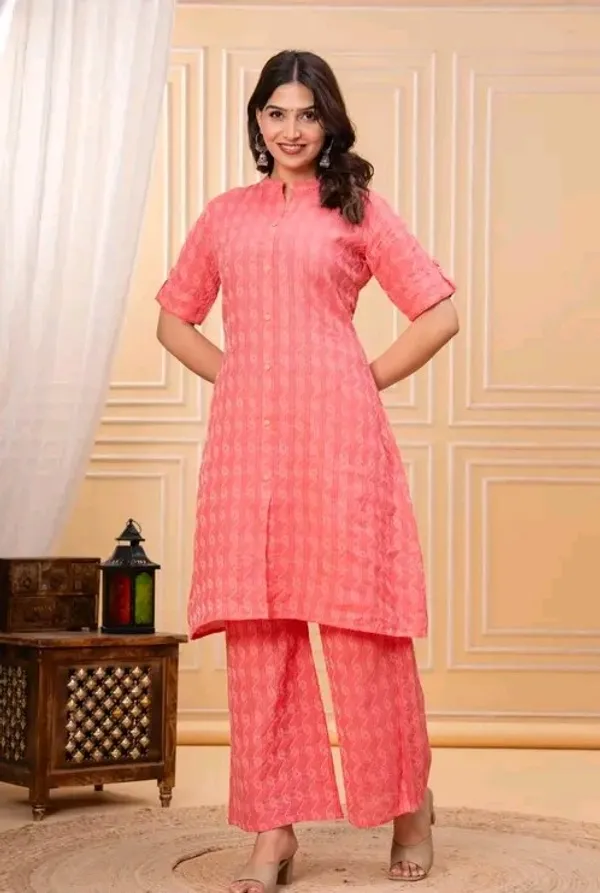 Pink_Cotton_Straight_Textured_Kurta_Set_For_Women