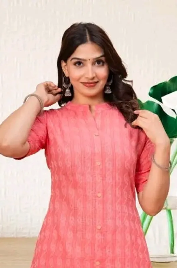 Pink_Cotton_Straight_Textured_Kurta_Set_For_Women