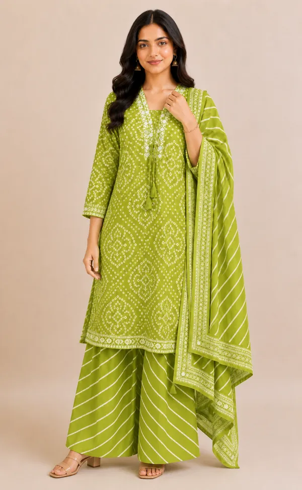 Green_Cotton_Straight_Printed_Kurta_Set_For_Women