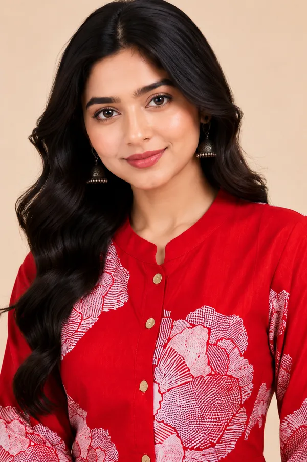 Red_Rayon_A_Line_Floral_Print_Kurta_For_Women