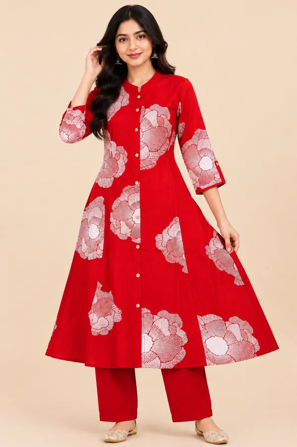 Red_Rayon_A_Line_Floral_Print_Kurta_For_Women