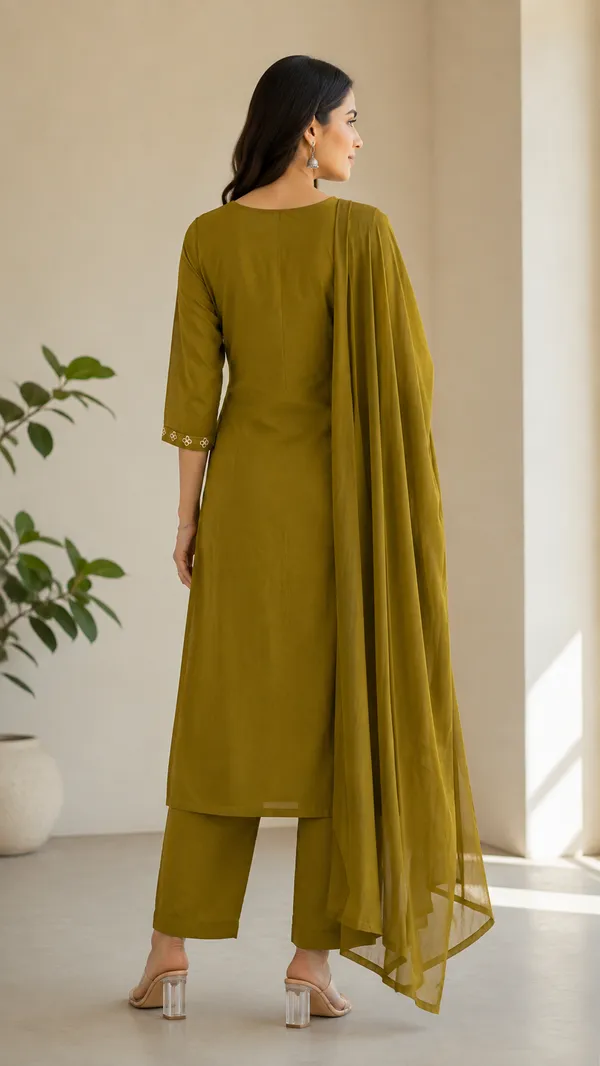 Olive_Green_Cotton_Straight_Embroidered_Kurta_Set_For_Women
