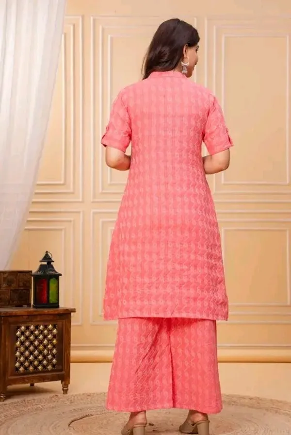 Pink_Cotton_Straight_Textured_Kurta_Set_For_Women
