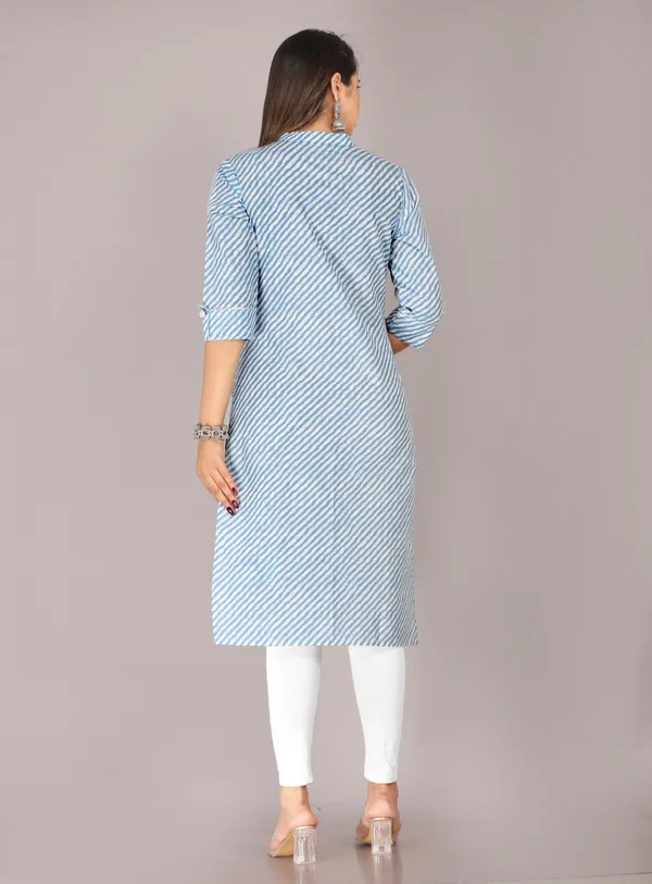 Blue_Cotton_Straight_Striped_Kurta_For_Women