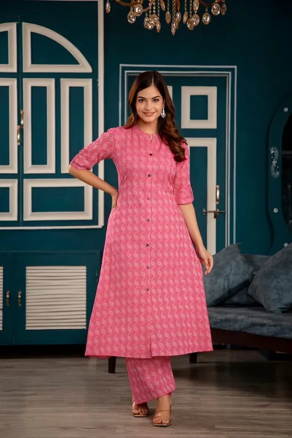 Pink_Cotton_Straight_Printed_Kurta_Set_For_Women