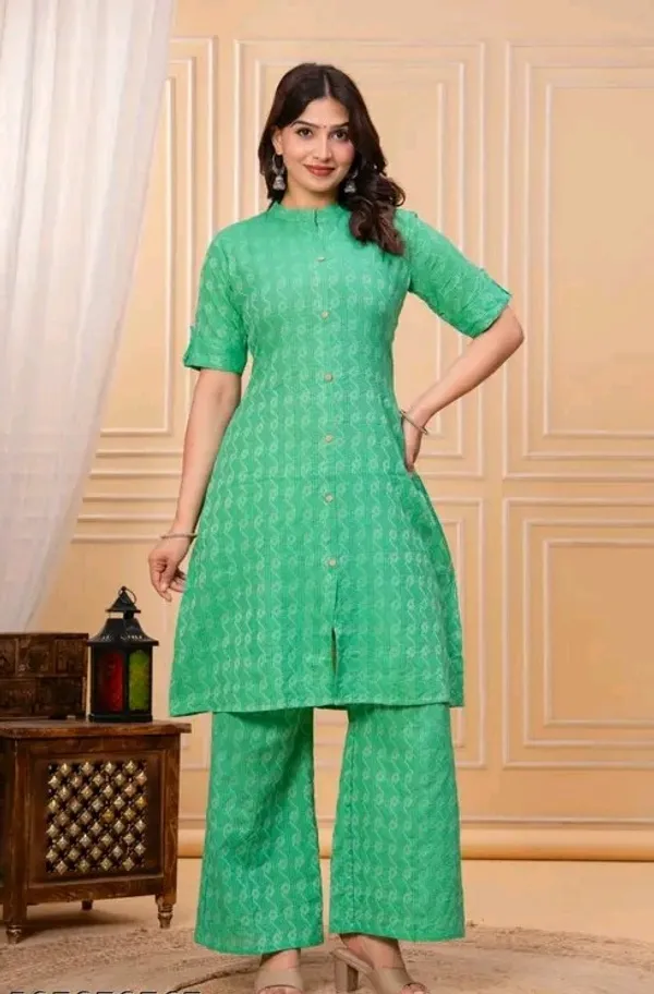 Green_Cotton_Straight_Printed_Kurta_Set_For_Women