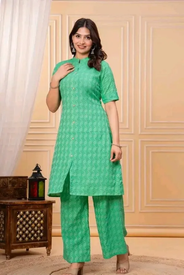 Green_Cotton_Straight_Printed_Kurta_Set_For_Women