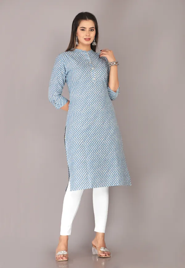 Blue_Cotton_Straight_Striped_Kurta_For_Women